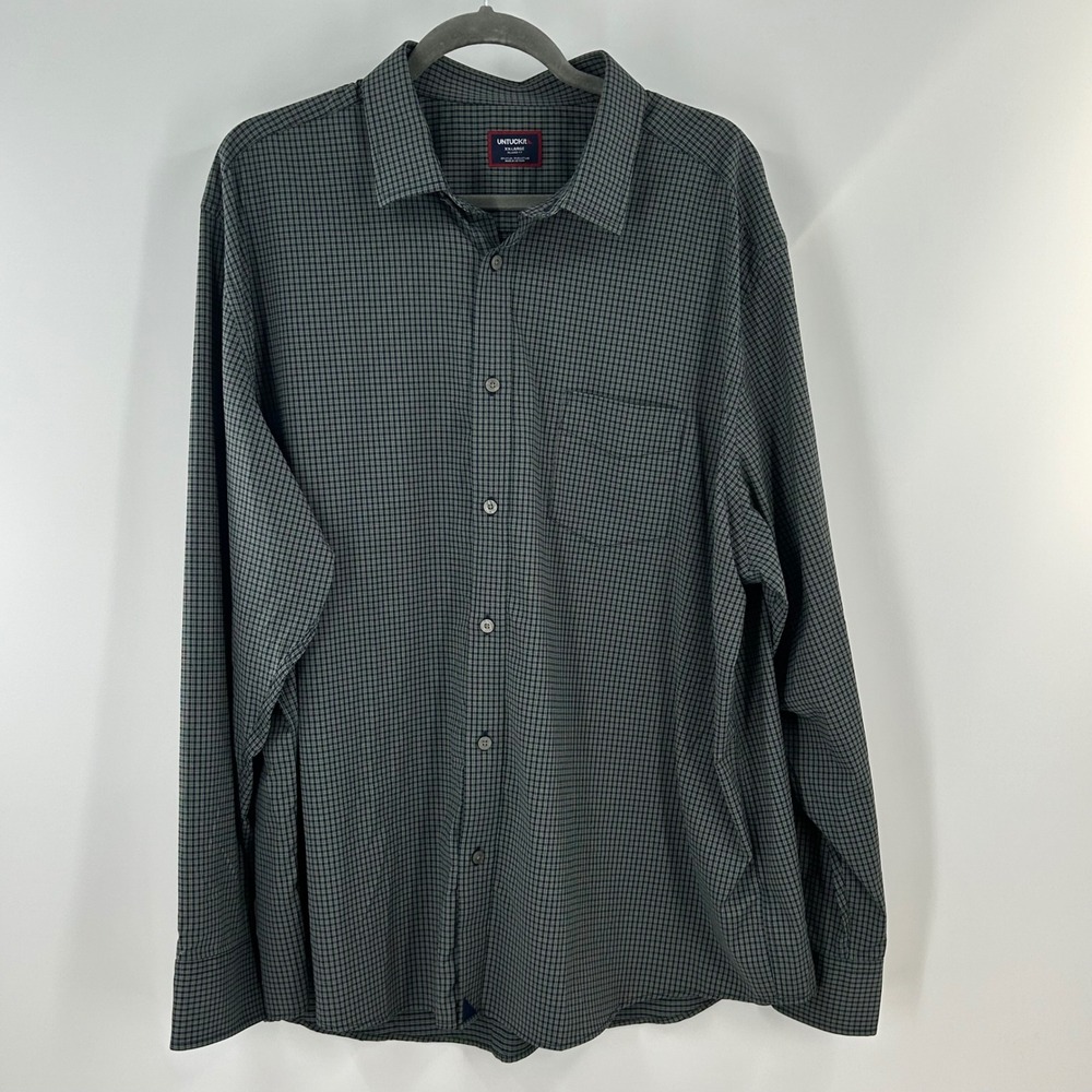 UNTUCKit Harris Performance Shirt Mens XXL Relaxed Fit Green Plaid Stretch
